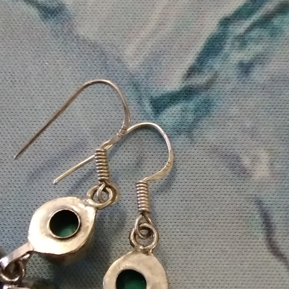 925 Garnet Turquoise Earrings - Picture 3 of 9